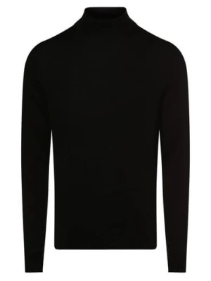 Calvin Klein Męski sweter z wełny merino Mężczyźni Wełna merino czarny jednolity,