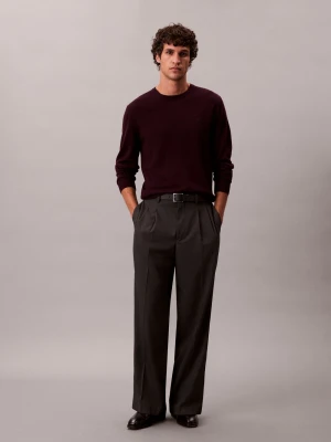 Calvin Klein Męski wełniany sweter Mężczyźni czerwony jednolity,