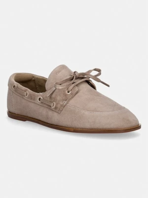 Calvin Klein mokasyny damskie zamszowe ESS BOATSHOE SUEDE beżowy