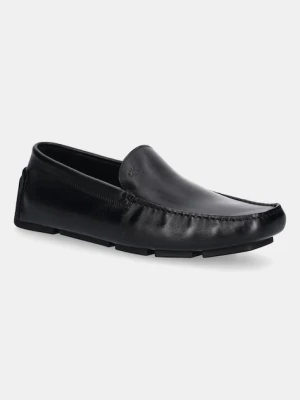 Calvin Klein mokasyny skórzane DRIVER LTH męskie kolor czarny HM0HM01864