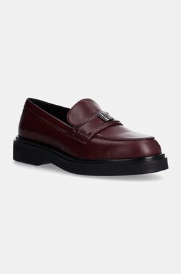 Calvin Klein mokasyny skórzane LOAFER W/HW LTH damskie kolor bordowy na platformie HW0HW02182