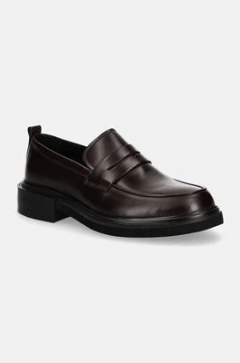 Calvin Klein mokasyny skórzane MOCCASIN LTH męskie kolor brązowy HM0HM01688