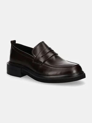 Calvin Klein mokasyny skórzane MOCCASIN LTH męskie kolor brązowy HM0HM01688