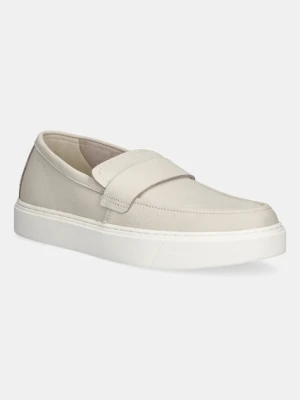 Calvin Klein mokasyny skórzane MOCCASIN LTH UNLINED męskie kolor beżowy HM0HM01813