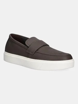 Calvin Klein mokasyny skórzane MOCCASIN LTH UNLINED męskie kolor brązowy HM0HM01813