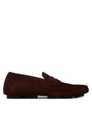 Calvin Klein Mokasyny Square Driver Suede HW0HW02844 Bordowy