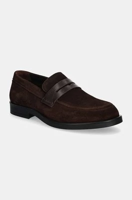 Calvin Klein mokasyny zamszowe MOCCASIN SUE męskie kolor brązowy HM0HM01621