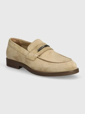 Calvin Klein mokasyny zamszowe MOCCASIN SUEDE męskie kolor beżowy HM0HM01469