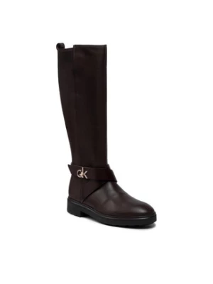 Calvin Klein Oficerki Knee Boot 20 W/Hdw HW0HW00607 Brązowy