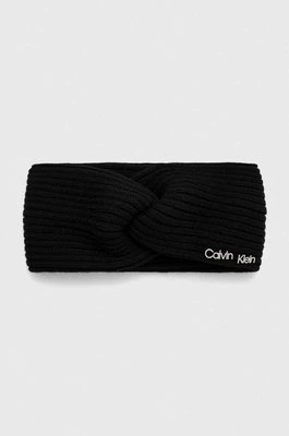 Calvin Klein opaska z domieszką wełny kolor czarny