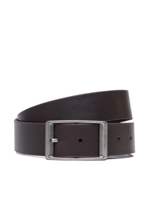 Calvin Klein Pasek Casual Round Buckle Tumbled 35Mm LV04D7123G Brązowy ciemny