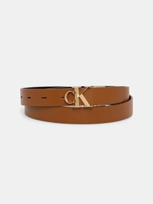 Calvin Klein pasek dwustronny damski skórzany brązowy