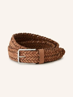 Calvin Klein Pasek Pleciony Ze Skóry braun