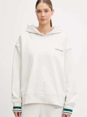 Calvin Klein Performance bluza damska kolor beżowy z kapturem gładka LVGWF5W309