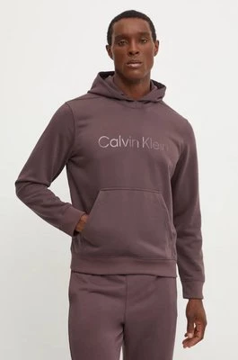 Calvin Klein Performance bluza treningowa kolor brązowy z kapturem z aplikacją 00GMF4W302