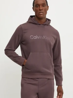 Calvin Klein Performance bluza treningowa kolor brązowy z kapturem z aplikacją 00GMF4W302