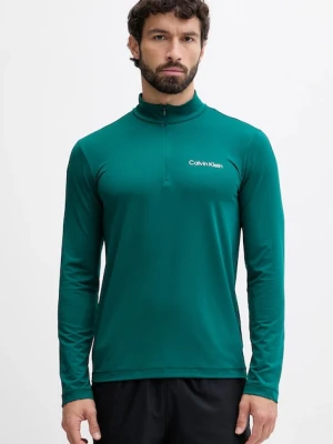 Calvin Klein Performance longsleeve treningowy kolor zielony gładki LVGMF5W303