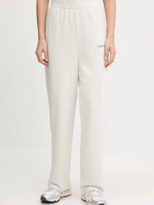 Calvin Klein Performance spodnie dresowe damskie kolor beżowy gładkie LVGWF5P627