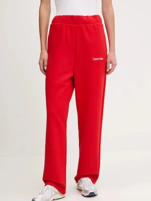 Calvin Klein Performance spodnie dresowe damskie kolor czerwony gładkie LVGWF5P627