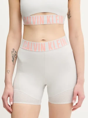 Calvin Klein Performance szorty treningowe damskie kolor szary z nadrukiem high waist LVGWS5L704