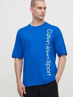 Calvin Klein Performance t-shirt bawełniany męski kolor niebieski z nadrukiem