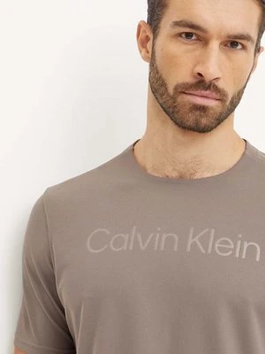 Calvin Klein Performance t-shirt treningowy kolor brązowy z nadrukiem 00GMF4K124