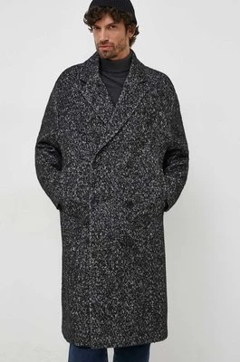Calvin Klein płaszcz męski kolor czarny przejściowy dwurzędowy