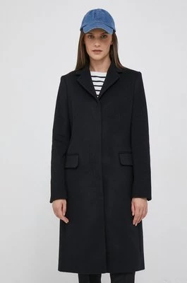 Calvin Klein płaszcz wełniany kolor czarny przejściowy