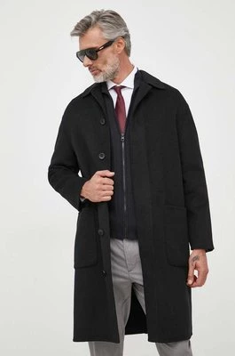 Calvin Klein płaszcz wełniany kolor czarny przejściowy oversize