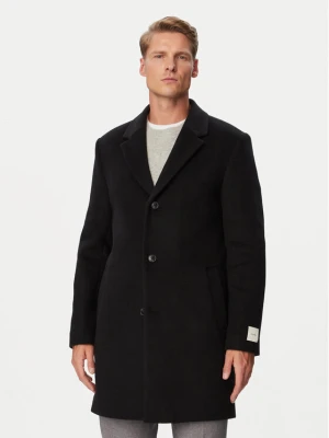 Calvin Klein Płaszcz wełniany LV04LH444G Czarny Regular Fit