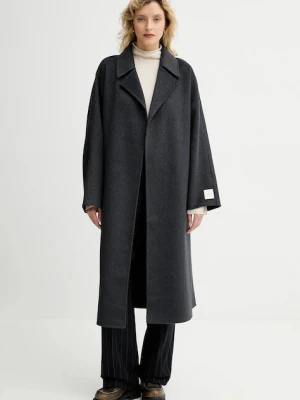 Calvin Klein płaszcz z dodatkiem wełny kolor szary LV040WL571