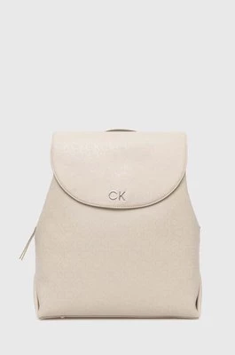 Calvin Klein plecak damski kolor beżowy duży gładki