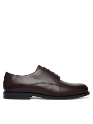 Calvin Klein Półbuty Ess Rubber Derby Lth HM0HM02056 Brązowy ciemny