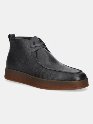 Calvin Klein półbuty skórzane HYBRID CUP APRON BOOT LTH męskie kolor brązowy HM0HM01987