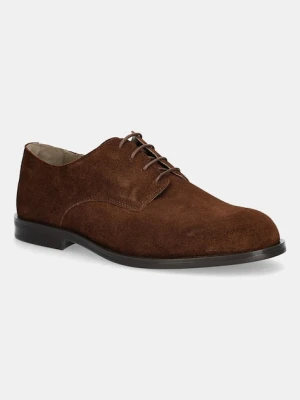 Calvin Klein półbuty zamszowe ESS RUBBER DERBY SU męskie kolor brązowy HM0HM01928