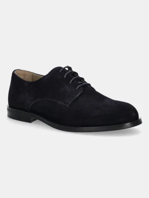 Calvin Klein półbuty zamszowe ESS RUBBER DERBY SU męskie kolor granatowy HM0HM01928