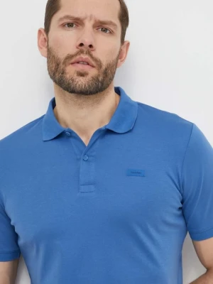 Calvin Klein polo bawełniane niebieski