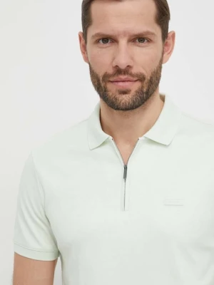 Calvin Klein polo bawełniane kolor beżowy gładki