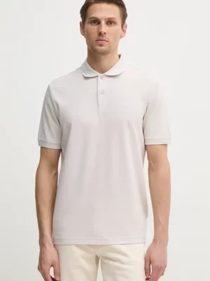 Calvin Klein polo bawełniane kolor beżowy gładki K10K114475