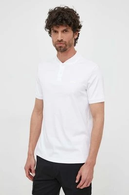 Calvin Klein polo bawełniane kolor biały gładki