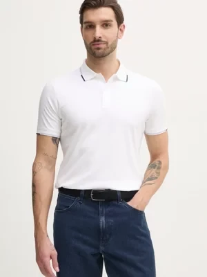 Calvin Klein polo bawełniane kolor biały gładki K10K114130