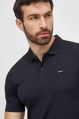 Calvin Klein polo bawełniane kolor czarny gładki