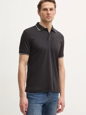 Calvin Klein polo bawełniane kolor czarny gładki K10K114130