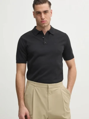 Calvin Klein polo bawełniane kolor czarny gładki K10K114476