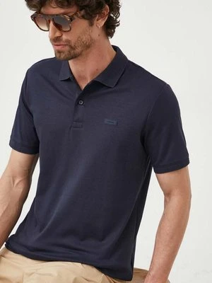 Calvin Klein polo bawełniane kolor granatowy gładki