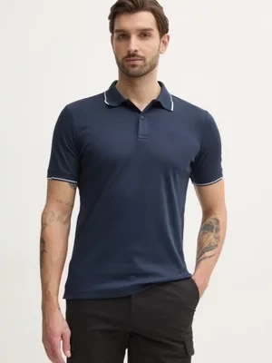 Calvin Klein polo bawełniane kolor granatowy gładki K10K114130