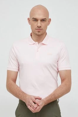 Calvin Klein polo bawełniane kolor różowy gładki