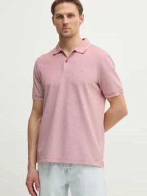 Calvin Klein polo bawełniane kolor różowy gładki K10K114475