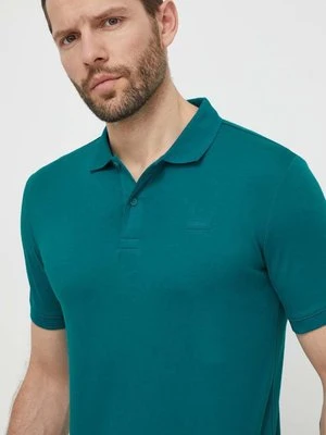 Calvin Klein polo bawełniane kolor zielony gładki