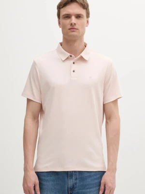Calvin Klein polo bawełniane męski kolor beżowy gładki LV04LB276G